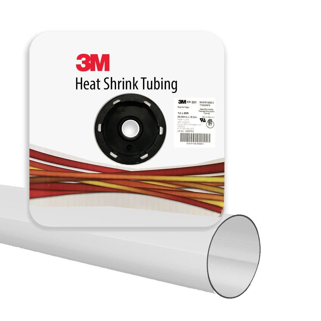 3M - Heat Shrink Thin-Wall Tubing, FP-301, 1 Inch x 100 Feet (30.48m) Spool, Clear