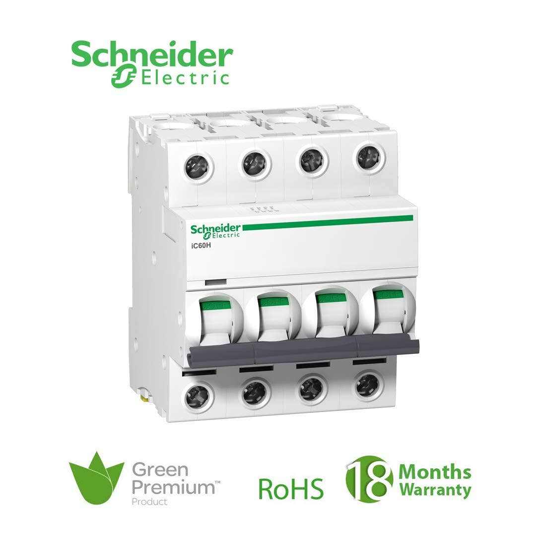 SCHNEIDER - MCB Breaker, Acti9 iC60H, 4P, 25A, C curve 