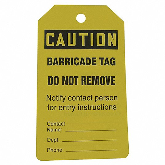 Caution Tag, Yellow, For Entry Instructions, pkg. of 25