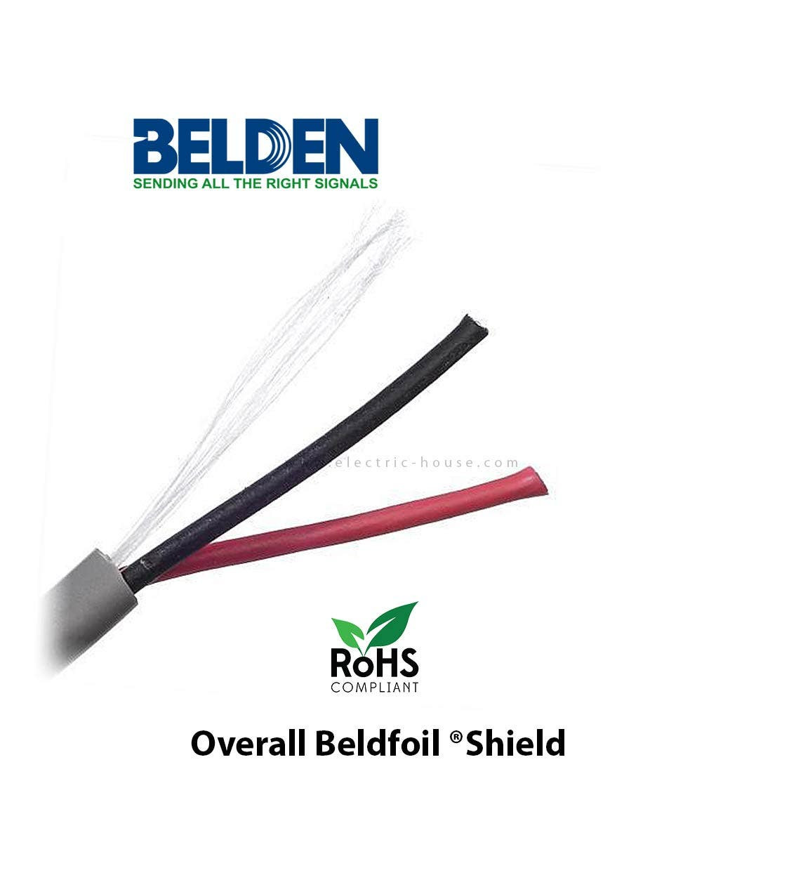 BELDEN - 2C*18 AWG Security Audio Cmr CU/PP/FR/PVC, Grey, 305 Meters/Roll