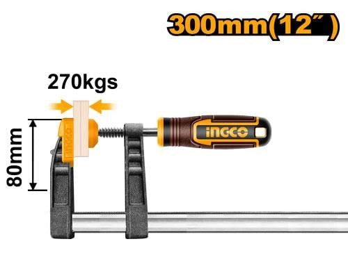 Ingco F Clamp 12" size:80x300mm مربط نجارين 12 بوصة