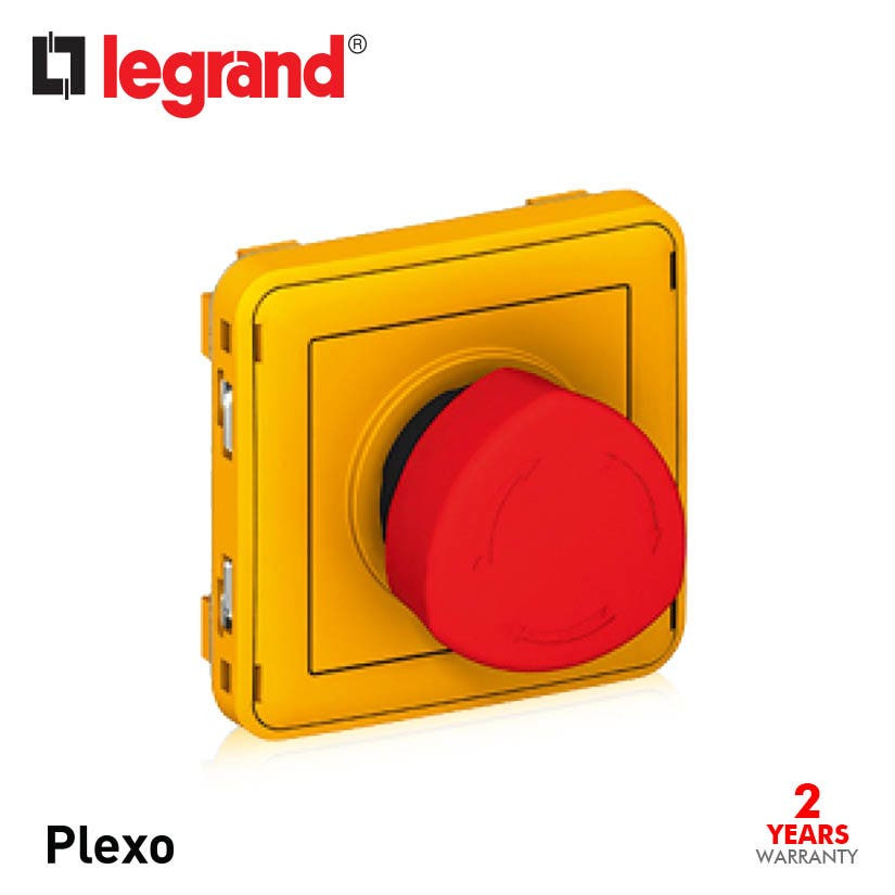 LEGRAND - Emergency Stop Button Plexo IP55, Stay-Put 1/4 Release- Modular 