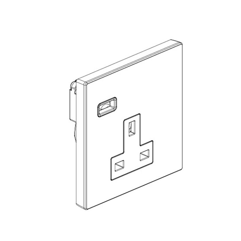 LEGRAND - Single Pole Socket Outlet Galion, BS, 1 Gang, Unswitched, 13A, 250V, with USB-C 18W Charger, White