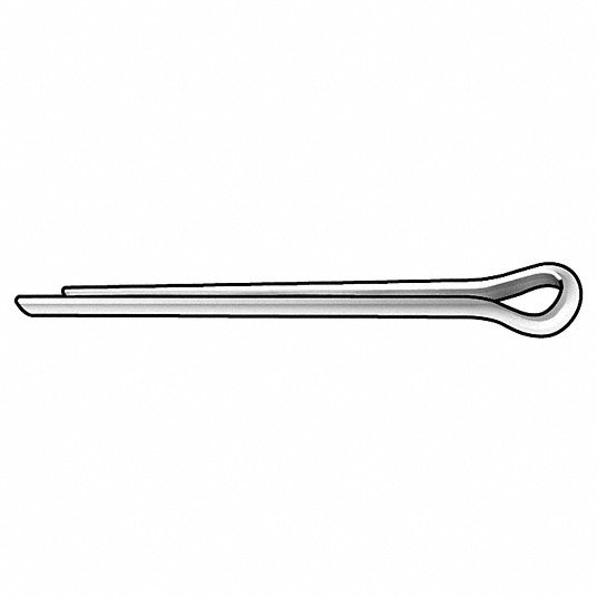 Cotter Pin, Extended Prong, Low Carbon Steel, 1008, Zinc Plated, 5/32 in Pin Dia., PK100