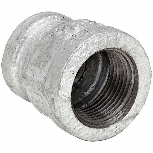 Reducing Coupling: 3/8x1/4Inch, Malleable Iron, Galvanized, Female NPT x Female NPT, Class 150