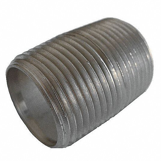Nipple, 304 Stainless Steel, 1/4Inch Nominal Pipe Size, 7/8Inch Overall Lg, Close Thread, Schedule 80