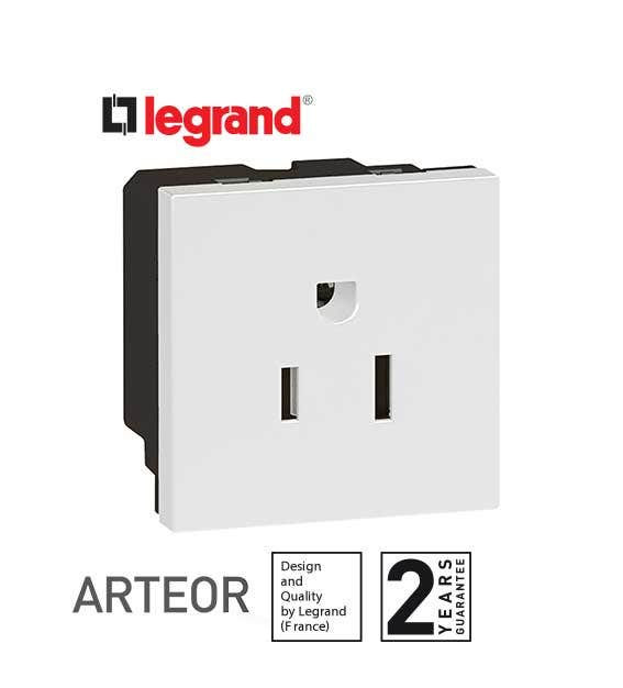 LEGRAND - Socket Arteor, US, 15 A / 127 V, 2P+E, 2 Modules, White