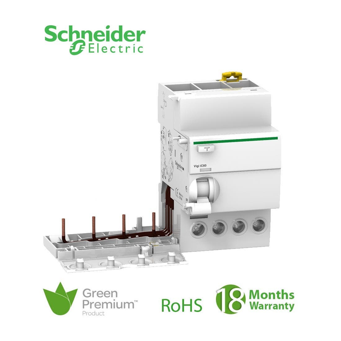 SCHNEIDER - Vigi IC60, Earth-Leakage add-on Block, 4P, 25A, 100mA, AC Type
