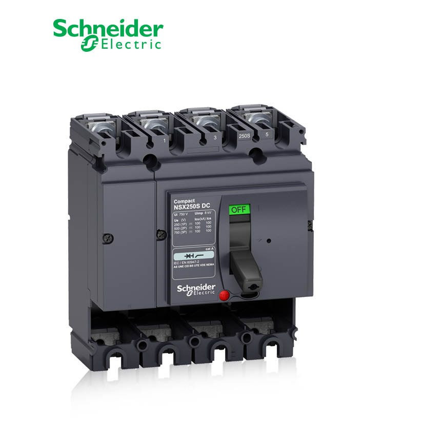 SCHNEIDER - MCCB Breaker Basic Frame, ComPact NSX250S DC, 250A, 4P, 100kA at 750 VDC, w/o Trip Unit 