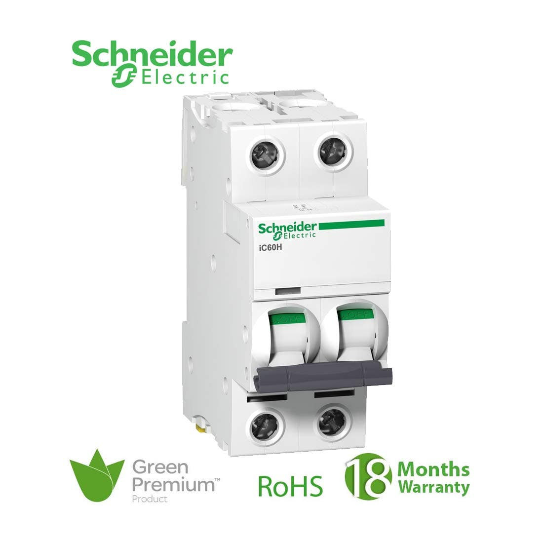 SCHNEIDER - MCB Breaker, Acti9 iC60H, 2P, 40A, C curve 