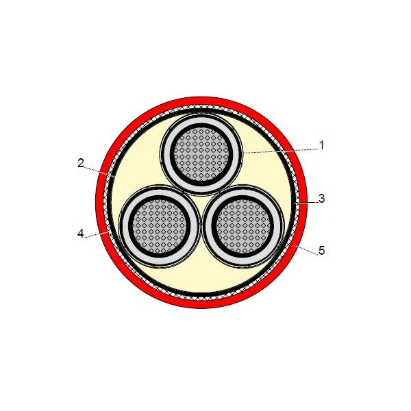 BAHRA CABLES - Power Cable Medium Voltage, XLPE Aluminum STA, 3x500/35mm, CWS, 15KV - CWS IEC 60502-2 FR-IEC 60332-1
