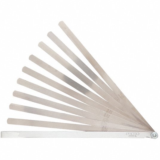 1-93.jpg Long-Blade Feeler Gauge Set, Thickness Range 0.001 in to 0.02 in, Number of Feeler Blades 12 - Image 1