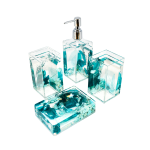 Soap Dispenser Set (4pcs) - Aqua Leaf - BR Accessories - Image 2