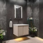 ⁦خزانة حمام معلقة مع مغسلة ومرآة - روستك⁩ - الصورة ⁦3⁩