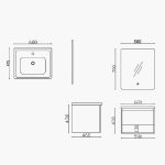 ⁦خزانة حمام معلقة مع مغسلة ومرآة - سيرين⁩ - الصورة ⁦2⁩