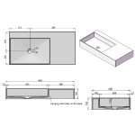 ⁦مغسلة معلقة مستطيلة 100 سم - تورمالين⁩ - الصورة ⁦3⁩