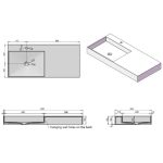 ⁦مغسلة معلقة مستطيلة 120 سم - بيريدوت⁩ - الصورة ⁦3⁩