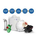 186-Horizontial &  Vertical Tanks  2500 + zetalia submersible water pump CT120 1.2 Horsepower + scala pupms + scala cover +Electrical Floater