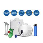 189-Horizontial &  Vertical Tanks  5000 + zetalia submersible water pump CT 150 1.6 Horsepower +Aquatower Jumbo Big Blue Single Filter+Mechnical Floater +Electrical Floater