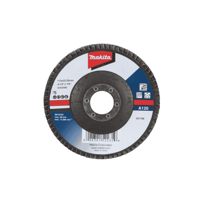1_UX06.png Flap Disc Angled Type For Sanding Brick, Stone & Concrete., 115mm, GRIT A120 - Image 1
