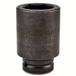 Impact Socket, 3/4 inch Drive Size, 1 1/2 inch Socket Size, 6-Point, Deep, Black Oxide, SAE