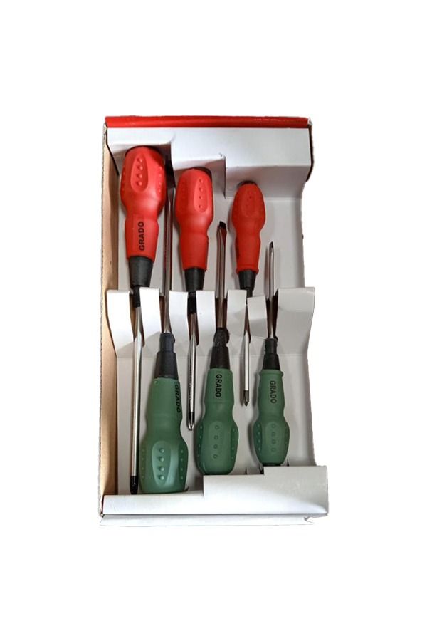 1aed4e83-2744-491e-ada2-026a6e97c97e_1_-1.jpg Grado 6-Piece Screwdriver Set Flat & Cross (مميزات: Rubber Grip) - الصورة 1