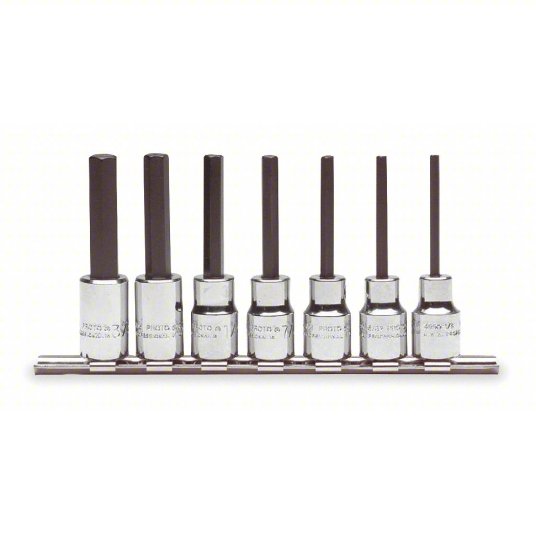 1af33_as01.jpg Socket Bit Set, 3/8 inch Drive Size, 1/8 inch to 3/8 inch Range of Tip Sizes, 7 Pieces - Image 1