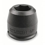 Impact Socket, 1 1/2 inch Drive Size, 2 11/16 inch Socket Size, 6-Point, Standard Depth, Black Oxide