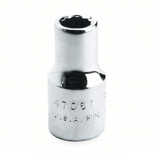 1ak11_as01_p9Kd.jpg Socket, 3/8 inch Drive Size, 17 mm Socket Size, 12-Point, Alloy Steel, Standard, Chrome Finish - Image 1