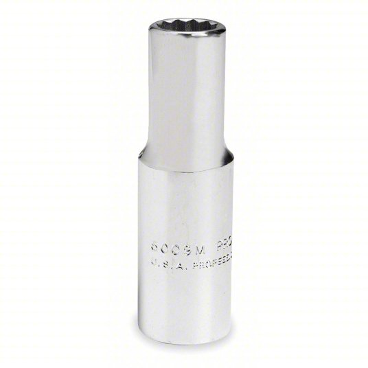 1ak71_as01_H5xs.jpg Socket, 3/8 inch Drive Size, 15/16 inch Socket Size, 12-Point, Alloy Steel, Deep, Chrome Finish - Image 1