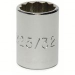 Socket, 1/2 inch Drive Size, 25/32 inch Socket Size, 12-Point, Alloy Steel, Standard, Chrome Finish