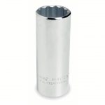 Socket, 1/2 inch Drive Size, 9/16 inch Socket Size, 12-Point, Alloy Steel, Deep, Chrome Finish