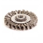 4 in Knotted Wire Wheel Brush, 0.014 in Wire Dia., 7/8 in Bristle Trim Length