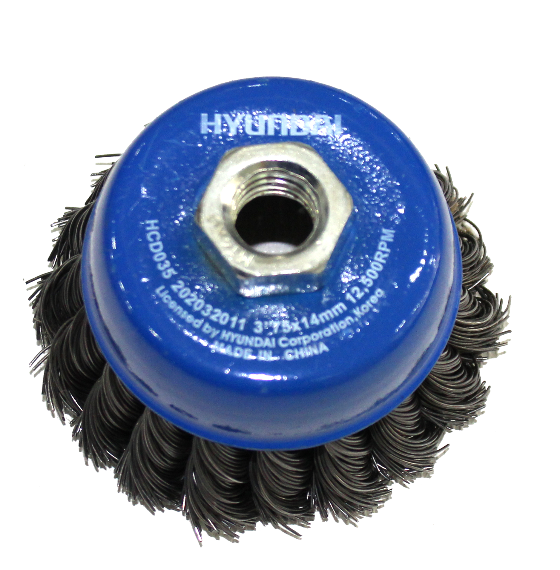 202032011_1.png Hyundai Twisted Cup Brush (Material Type: Steel - Diameter (inch): 3 - arbor_hole_mm: 14) - Image 1