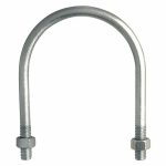 U-Bolt, Round Bend, Low Carbon Steel, Hot Dipped Galvanized, 3/8Inch-16, 1 1/8Inch Thread Length