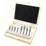 Carbide Bur Set, 1/4 inch Shank Dia, Double Cut, 1/4 inch to 3/8 inch Head Dia, 8 pc