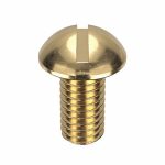 Machine Screw, #10-32, Round, Slotted, Brass, Plain, 3/8Inch Length, PK 100