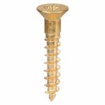 Wood Screw, Flat,Size 8, 1 1/2Inch Length, Brass, Plain, PK 100