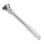 Hand Ratchet, Round, Reversing, 17 inch Overall Length, Chrome, 5° Minimum Arc Swing