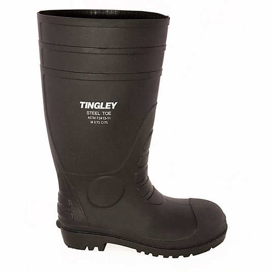 30RV19_2.jpg TINGLEY, Rubber Boot, Men's, 10, Knee, Steel Toe Type, PVC, Black, 1 PR - Image 1