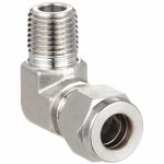 Male Connector Elbow, 1/2 in Tube Size, 3/8 in Pipe Size - Pipe Fitting, Metal, 13/16 in Hex Size769L SS 1/2 X 3/8