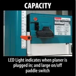 ⁦فارة خشب كهربائية، عرض التسوية 12 بوصة، عمق التسوية 3 مم، 1650 واط،، 28.1 كجم⁩ - الصورة ⁦2⁩