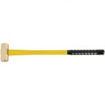 Non-Sparking Sledge Hammer, Aluminum Bronze, Fiberglass Handle, 6 lb Head Weight, 2 inch Dia, Ribbed Grip