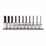 Socket Bit Set, 1/4 inch Drive Size, 11 Pieces, 1/2 inch to 9/16 inch Range of Tip Sizes, SAE