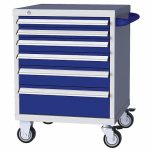 Mobile Counter Height Modular Drawer Cabinet, 6 Drawers, 28 3/4 inW x 28 3/4 inD x 46 1/2 Inch H Gray