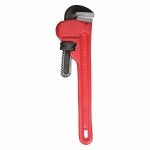 Pipe Wrench, Cast Iron, 1 1/2 inch Jaw Capacity, Serrated, 10 inch Overall length, I-Beam