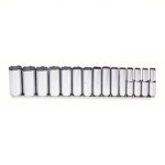 Socket Set, 1/2 inch Drive Size, 15 Pieces, 3/8 inch to 1 1/4 inch Socket Size Range, (15) 6-Point
