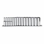 Socket Set, 1/2 inch Drive Size, 15 Pieces, 10 mm to 24 mm Socket Size Range, (15) 12-Point
