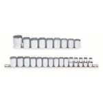 Socket Set, 1/2 inch Drive Size, 24 Pieces, 10 mm to 36 mm Socket Size Range, (24) 12-Point