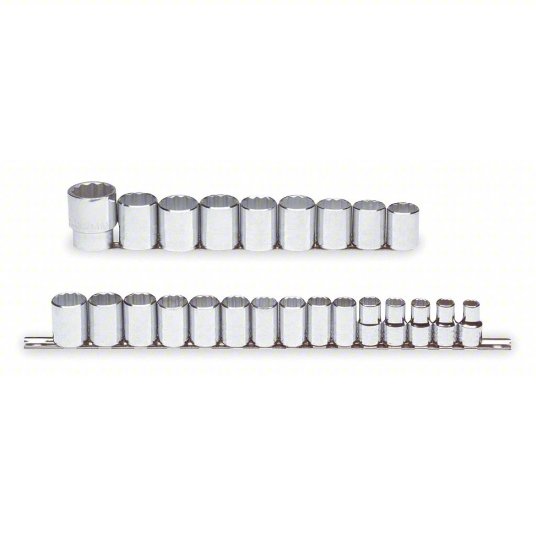 4jw32_as01.jpg Socket Set, 1/2 inch Drive Size, 24 Pieces, 10 mm to 36 mm Socket Size Range, (24) 12-Point - Image 1